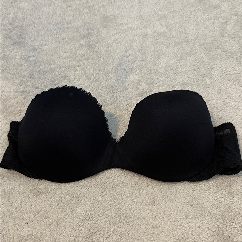 Lily of France 30B strapless black bra